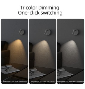 New LED Dimmable Wall Lamp USB Recharge Wireless 340°Rotate Wall Mounted Spotlight For Bedside Night Light Corridor