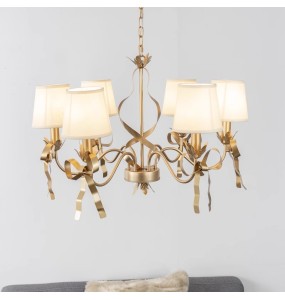 Modern bedroom golden bowknot chandelier ins girls and children's room chandelier living room princess chandelier