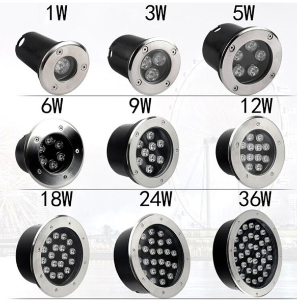 2024 NEW 1W/3W/5W/6W/7W/9W/12W/15W/18W LED Outdoor Ground Garden Floor Underground Buried Lamp Spot Landscape Light AC 85-265V IP67