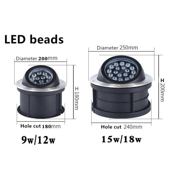 2024 NEW 9W/12W/15W/18W/10W/20W/30W LED Ground Garden Floor Underground Buried Lamp Spot Oblique angle light IP67