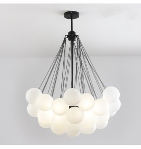 2024 New Modern Foam Led Chandelier Glass Ball Lampshade for Living Dining Room Bedroom Pendant Lamp Home Decor Lighting Luster Luminaire