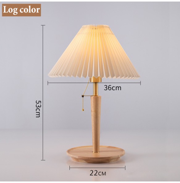 2024 New Nordic Bedside Table lamp Solid Wood Bedroom Dining Table Retro Creative Japanese Pleated Table lamp Living Room Bedroom Hall