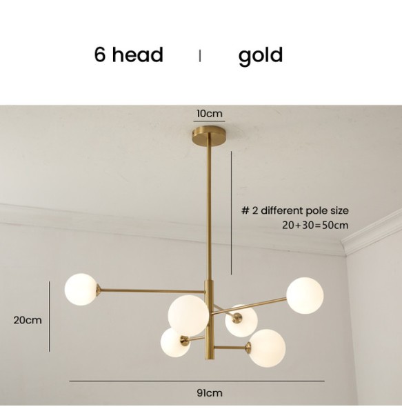 2024 New Nordic Led Ceiling Chandelier Milky White Clear Soot Amber Glass for Bedroom Table Dining Living Room Pendant Lamp Decor Fixture