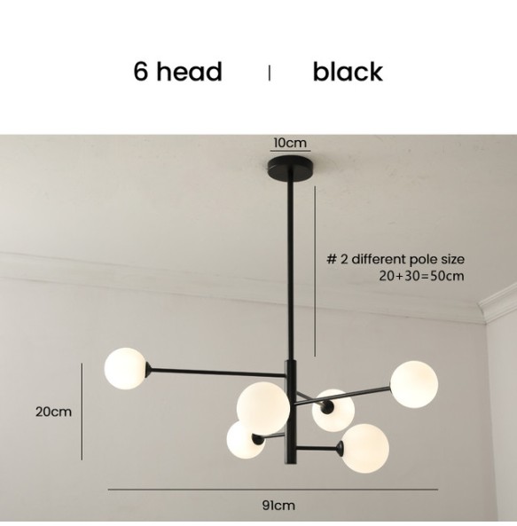 2024 New Nordic Led Ceiling Chandelier Milky White Clear Soot Amber Glass for Bedroom Table Dining Living Room Pendant Lamp Decor Fixture