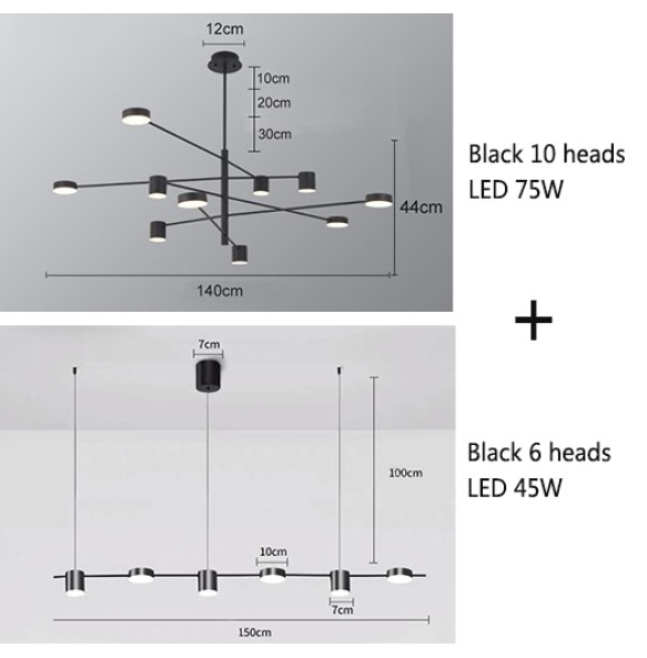 2024 New Modern Rotate LED Chandelier for Living and Dining Room  Office Desks Kitchen Bar Black Pendant Lights Home Decor Light Fixture