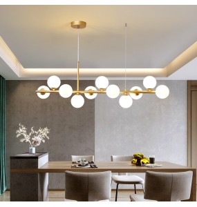 2024 New Modern Long Dining Room Chandeliers Glass Ball Lampshade Light Over The Table Kitchen Office Pendant Lamp Home Decor Luminaires