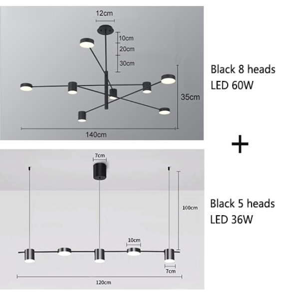 2024 New Modern Rotate LED Chandelier for Living and Dining Room  Office Desks Kitchen Bar Black Pendant Lights Home Decor Light Fixture