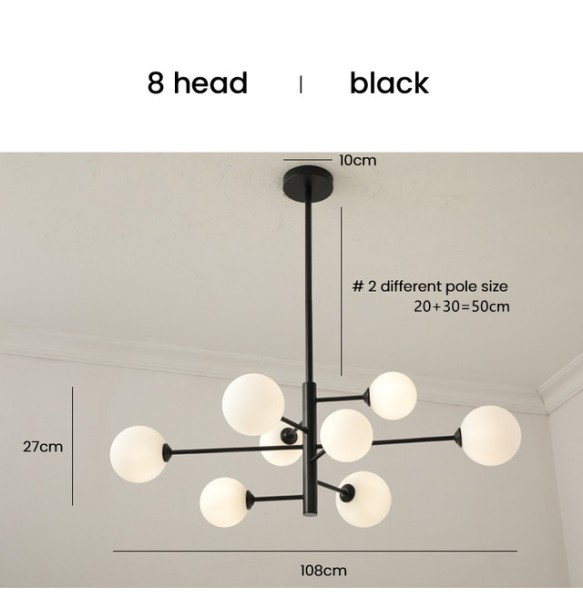 2024 New Nordic Led Ceiling Chandelier Milky White Clear Soot Amber Glass for Bedroom Table Dining Living Room Pendant Lamp Decor Fixture