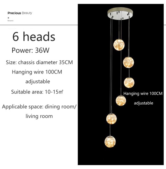 2024 New Nordic Glass Ball Led Pendant Lamp with Remote Control Gold Silvery for Staircase Living Room Hall Chandelier Home Decor Fixture