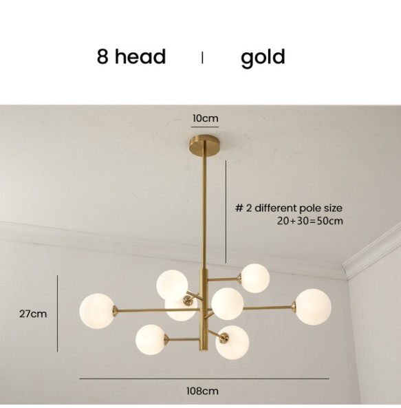 2024 New Nordic Led Ceiling Chandelier Milky White Clear Soot Amber Glass for Bedroom Table Dining Living Room Pendant Lamp Decor Fixture