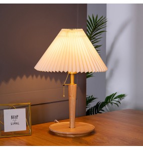 2024 New Nordic Bedside Table lamp Solid Wood Bedroom Dining Table Retro Creative Japanese Pleated Table lamp Living Room Bedroom Hall