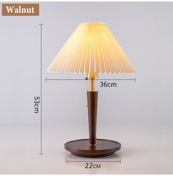 2024 New Nordic Bedside Table lamp Solid Wood Bedroom Dining Table Retro Creative Japanese Pleated Table lamp Living Room Bedroom Hall