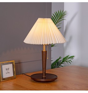 2024 New Nordic Bedside Table lamp Solid Wood Bedroom Dining Table Retro Creative Japanese Pleated Table lamp Living Room Bedroom Hall