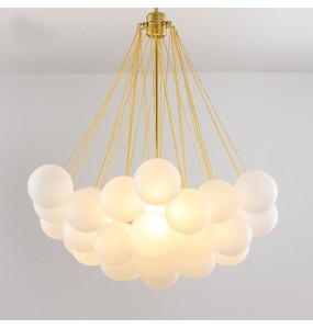 2024 New Modern Foam Led Chandelier Glass Ball Lampshade for Living Dining Room Bedroom Pendant Lamp Home Decor Lighting Luster Luminaire