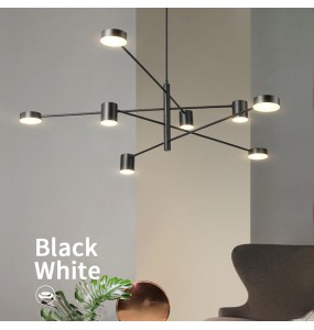 2024 New Modern Rotate LED Chandelier for Living and Dining Room  Office Desks Kitchen Bar Black Pendant Lights Home Decor Light Fixture