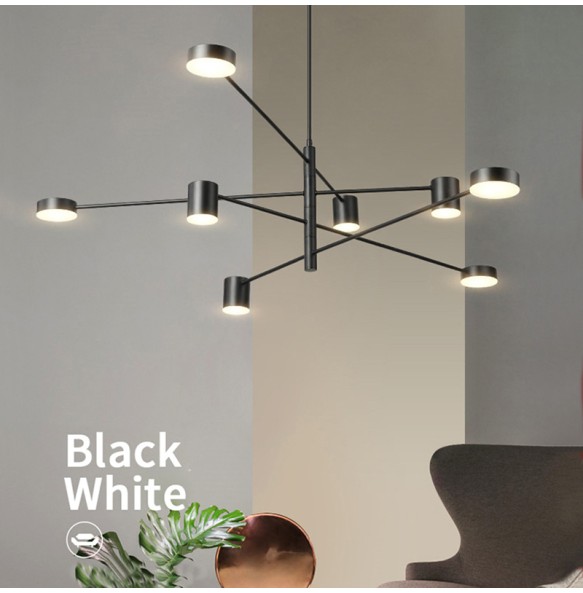 2024 New Modern Rotate LED Chandelier for Living and Dining Room  Office Desks Kitchen Bar Black Pendant Lights Home Decor Light Fixture