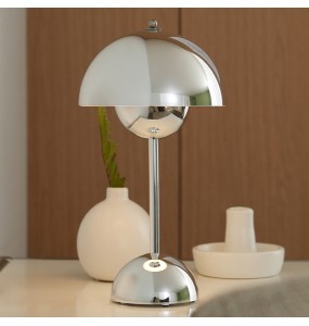 2024 New Mushroom Flower Bud portable LED Table Lamps Rechargeable Desk Touch Night Light For Dining Bedroom  Simple Modern Chrome