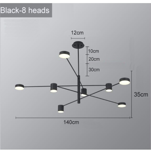 2024 New Modern Rotate LED Chandelier for Living and Dining Room  Office Desks Kitchen Bar Black Pendant Lights Home Decor Light Fixture