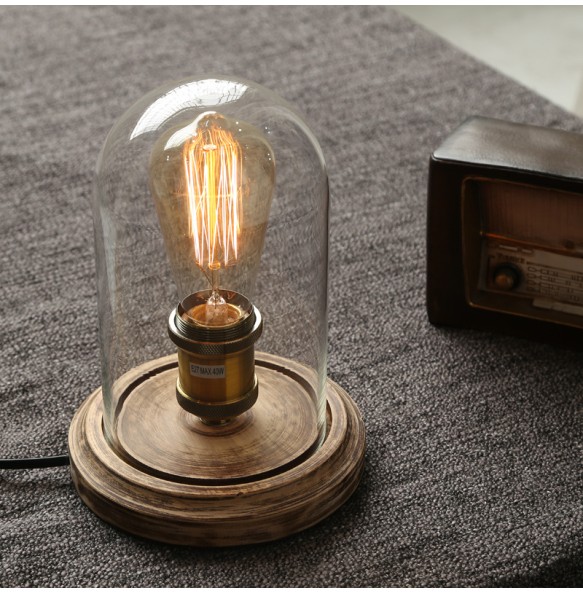 2024 New American vintage Edison table lamp loft nostalgic bedroom bedside coffee shop bar creative solid wood decorative table lamp