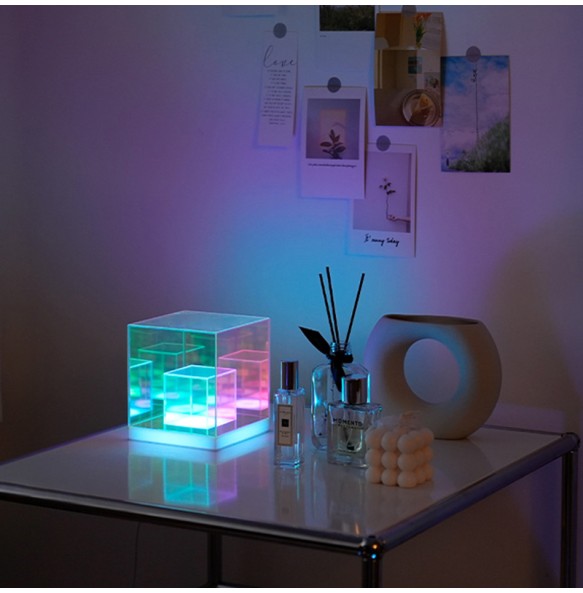 2024 New Night Light Table Lamp USB LED Colorful Light Led Acrylic Cube Lamp Modern Decorations Light for Bedroom and Living Room