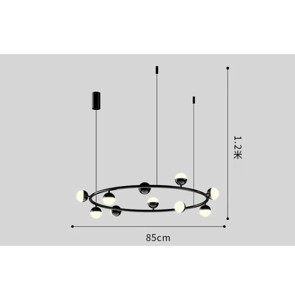 2024 New Modern Ring Led Pendant Lights Living Room Restaurant Chandelier for Bedroom Black Home Decoration Lighting Suspension Design