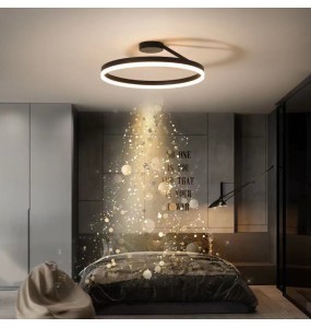 2024 New Modern Round Ring Led Chandelier Dimmable Black White for Bedroom Loft Table Dining Room Pendant Lamp Decor Lusters Luminaires