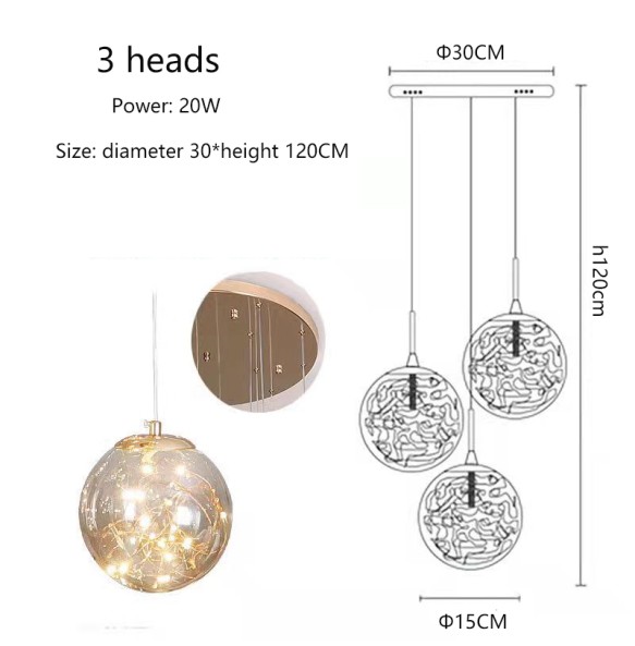 2024 New Nordic Glass Ball Led Pendant Lamp with Remote Control Gold Silvery for Staircase Living Room Hall Chandelier Home Decor Fixture