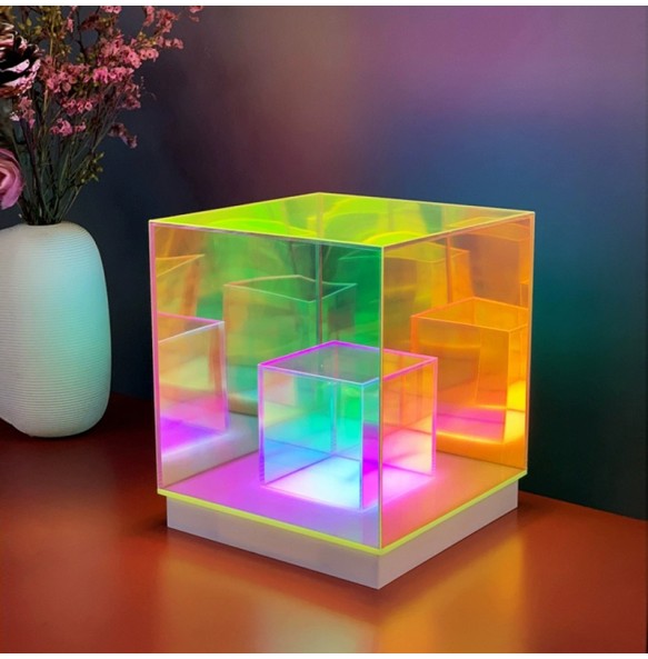 2024 New Night Light Table Lamp USB LED Colorful Light Led Acrylic Cube Lamp Modern Decorations Light for Bedroom and Living Room