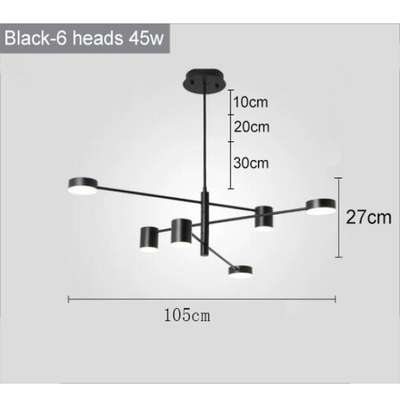 2024 New Modern Rotate LED Chandelier for Living and Dining Room  Office Desks Kitchen Bar Black Pendant Lights Home Decor Light Fixture