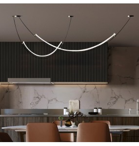 2024 New Nordic Line Led Pendant Lights for Living Dining Room Bar Counter Black Chandelier Home Decoration Lighting Suspension Design