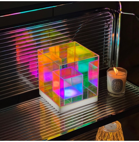 2024 New Night Light Table Lamp USB LED Colorful Light Led Acrylic Cube Lamp Modern Decorations Light for Bedroom and Living Room