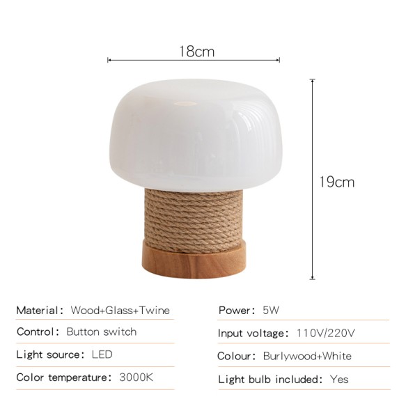 2024 New Japanese style mushroom table lamp ins Nordic log style study Bedroom bedside lamp Creative decoration atmosphere night light