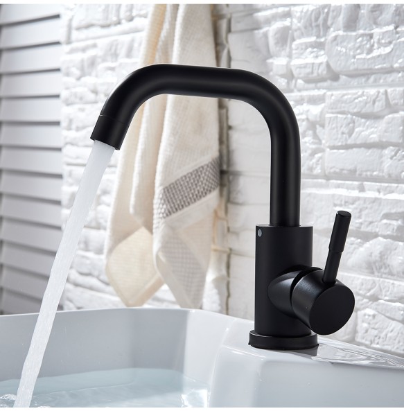 2024 New Black Basin Faucet Single Cold and Hot Bathroom Sink Tap Short Kitchen Mixer Can Rotatable