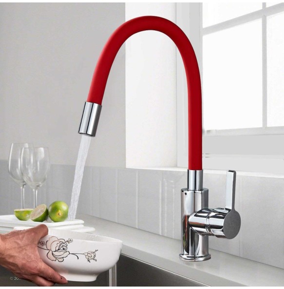 Orange Pipe Flexible Neck Kitchen Sink Faucet Chrome Universal pipe Hot Cold Kitchen Mixer Tap Deck Mounted Bathroom Kitchen Tap