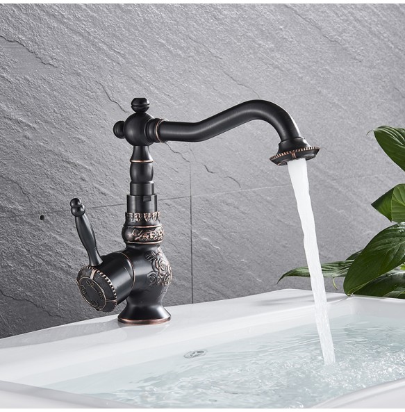 2024 New Home Decoration Bathroom Sink Mixer Faucet Crane Single Handle Water Tap Brass Antique Faucet Hot and Cold Water