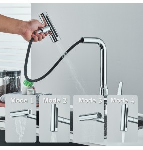 Gun Grey Pull Out Kitchen Faucet 360 Rotation Single Handle Hot&Cold Mixer Sink Tap Crane Shower Faucet gimbal Flying Rain Falls