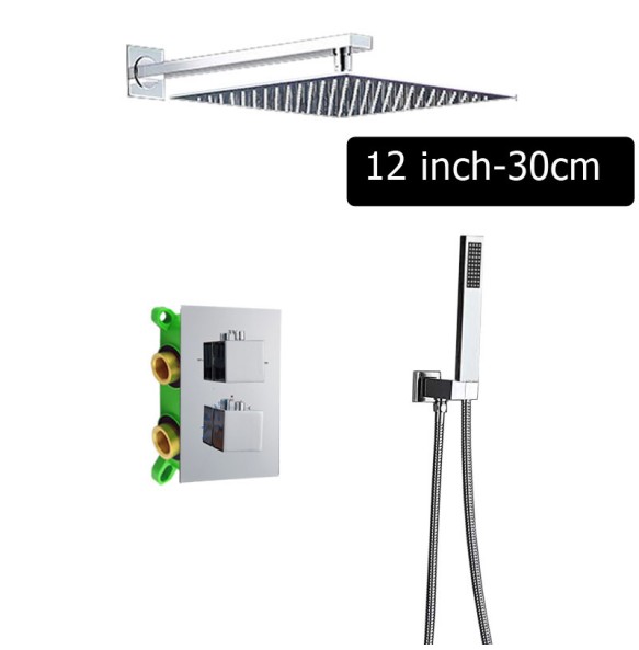 Chrome Thermostatic Shower Faucet Dual Handle Wall Mounted Shower Mixer Tap with Handshower Thermostatic Shower Mixer Valve