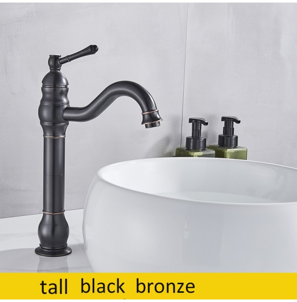 2024 New Luxurious Antique Bathroom Basin Faucet Brass Deck Mounted White Mixer Taps Short  Hot and Cold Mixer Tap