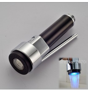 Kitchen Faucet Pull-Out Spray Head Replacement Spout with LED Light Chrome Finish