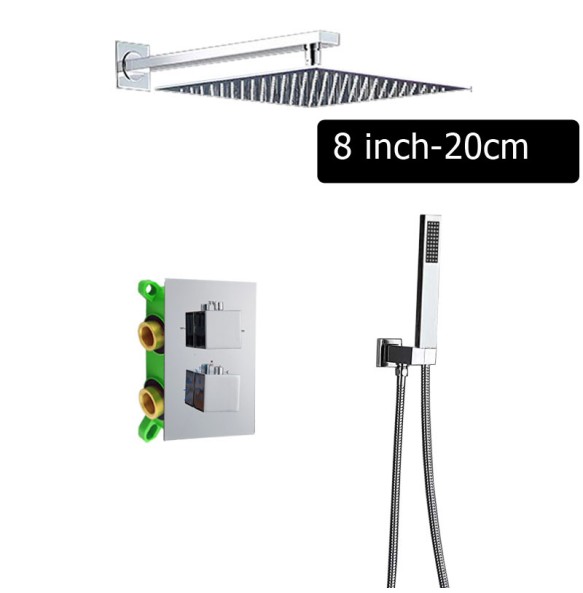 Chrome Thermostatic Shower Faucet Dual Handle Wall Mounted Shower Mixer Tap with Handshower Thermostatic Shower Mixer Valve