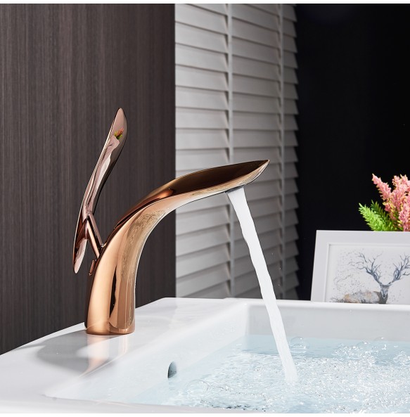 2024 New Nordic Style Brass Washbasin Basin Faucet Light Luxury Style Simple Creative Copper Faucet Under Counter