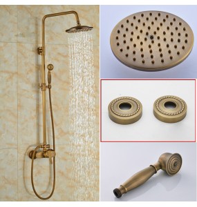 Brass Antique Rainfall Shower Set Faucet Single Handle Outdoor Shower Mixer Tap Brass Rainfall Shower Mixer with Handshower