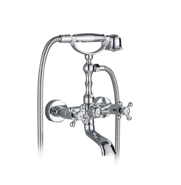 Luxury Bathtub Faucet Dual Handle Handheld Bath Shower Mixer Tap with Hand Shower Wall Mount Swivel Spout Tub Sink Mixer Faucet