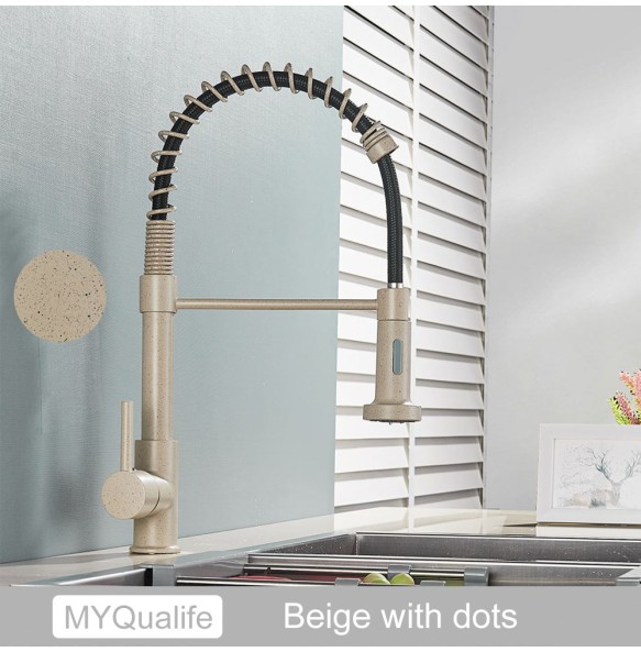 Matte Black Kitchen Sink Faucet One Handle Spring Hot and Cold Water Tap Deck Mounted Bathroom Kitchen Crane