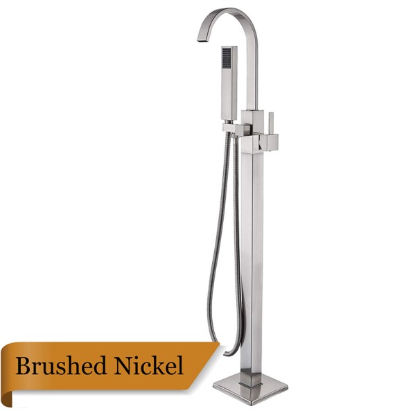 Brushed Nickel Bathtub Faucet Freestanding Bathroom Tub Faucet with Handshower Swive Spout Floor Mounted Bath Shower Mixer Tap