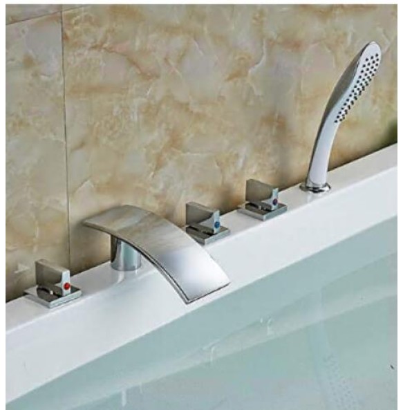 Fashion Waterfall Bathroom Tub Faucet Widespread 5PCS Shower Bathtub Mixer Tap