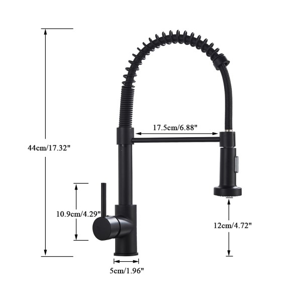 Matte Black Kitchen Sink Faucet One Handle Spring Hot and Cold Water Tap Deck Mounted Bathroom Kitchen Crane