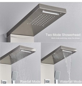 Shower Panel Waterfall Rain Shower Faucet Set SPA Massage Jet Bath Shower Column Temperature Display Mixer Tap Tower