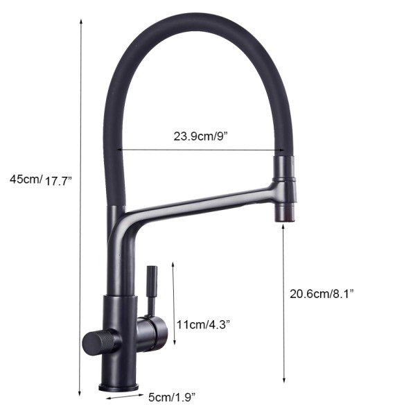 Matte Black Kitchen Sink Faucet Tap Pure Water Filter Mixer Crane Dual Handles Purification Kitchen Hot and Cold Water Tap