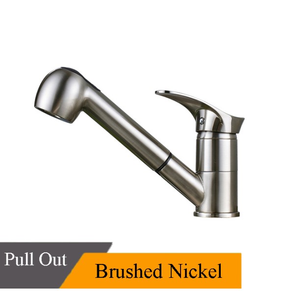 Pull Out Kitchen Sink Faucet Single Lever Kitchen Mixer Tap Brushed Nickel Sprayer Steam Spout Hot Cold Water Faucet for Kitchen